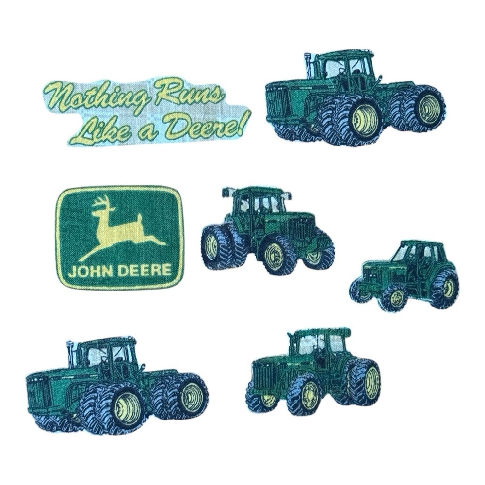 John Deere Tractor Iron On Appliques Lot of 7 Nothing Runs Like a Deere NOS